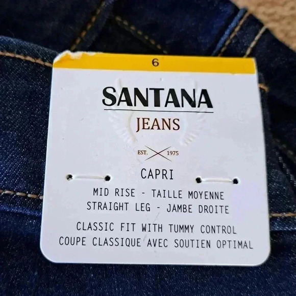 New! Santana Jeans Capri Pants Size 6 Dark  Wash Denim Cropped Stretch - Picture 7 of 11